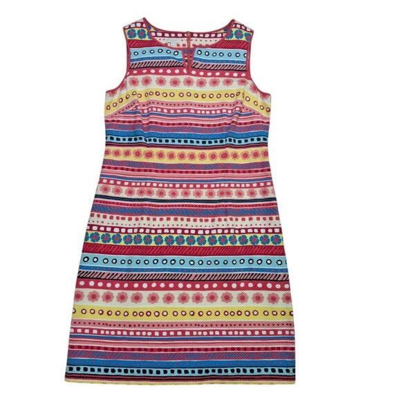 Talbots Sleeveless Textured Knit Dress Multicolor Exposed Zipper Size 14 - Picture 11 of 11